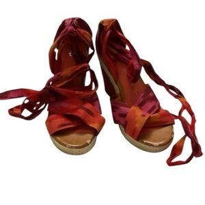 GAP Vibrant Pink and Orange Espadrille 4” Heel